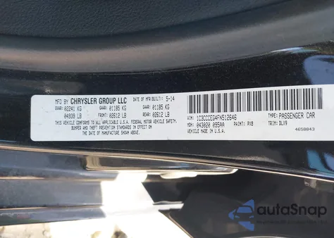 2015 Chrysler 200 C from USA, damaged, VIN 1C3CCCEG4FN512646